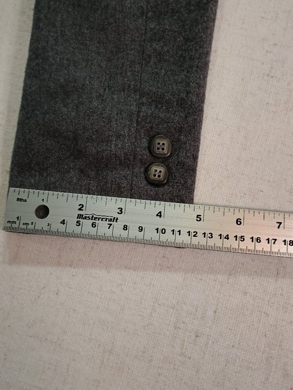 Gray Wool Blend Tailored Blazer Jacket Patch Pockets Medium, vintage old money - Picture 9 of 9
